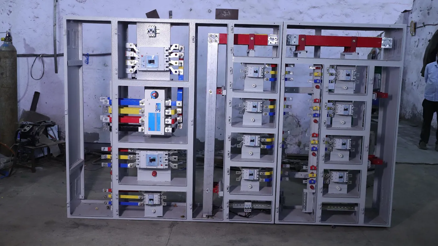 Distribution panel being assembled and wired
